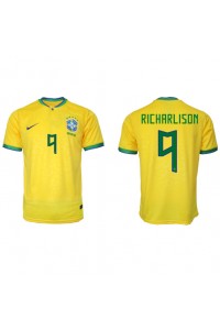 Brasilia Richarlison #9 Jalkapallovaatteet Kotipaita MM-kisat 2022 Lyhythihainen